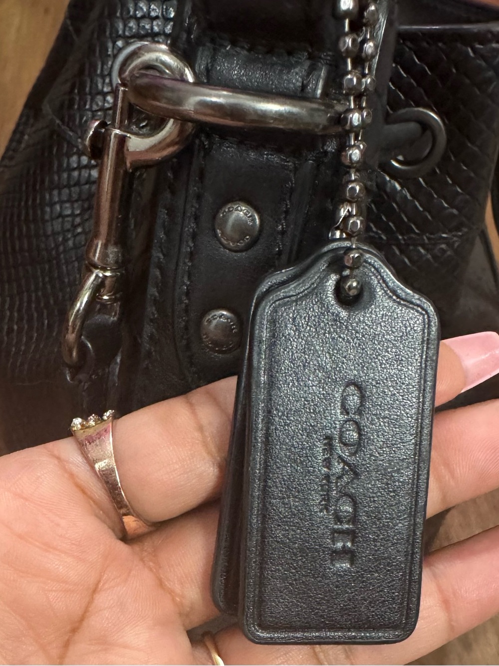 Coach F35928 Black Python Embossed Leather Drawstring Bucket Bag - Picture 4 of 16